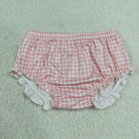 NEW RTS NO MOQ milk silk SS0939 Baby Girls Cute Light Pink Plaid Bummies Shorts Bottom