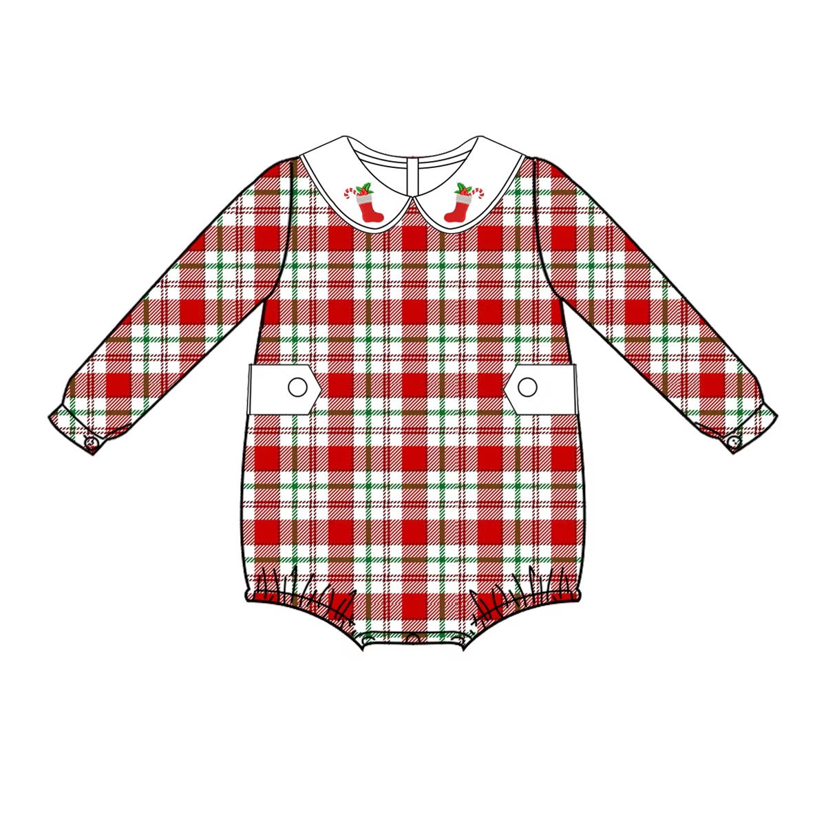 Custom moq 3 eta 6-8weeks Red plaid button cuffs baby doll collar short romper