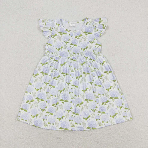 RTS Baby Girls Blue Flowers Sibling Sister Dresses Clothes Sets