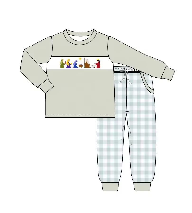 Custom moq 3 eta 6-8weeks Gray green veil round neck long suit