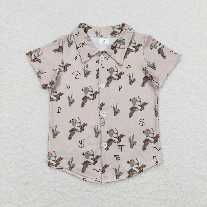 RTS Baby Boys Western Sibling Short Sleeve Buttons Tee Shirts Tops