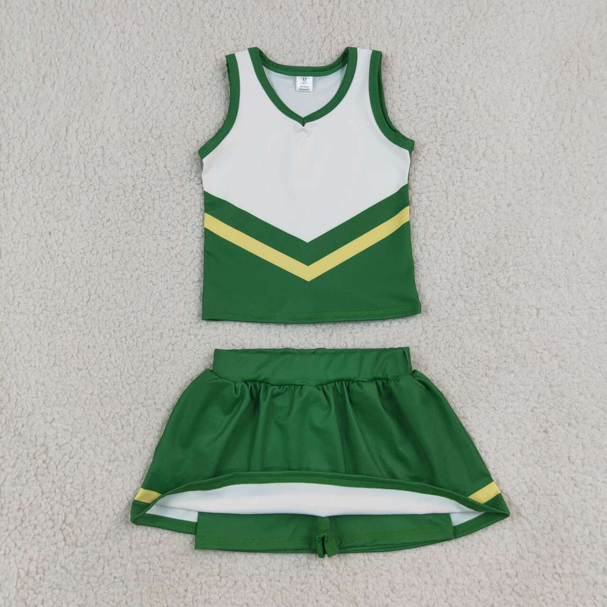 NEW RTS NO MOQ yoga fabric cotton GSD4238 Yoga Baby Girls Green Yellow Vest Top Matching Skort Yoga Active Team Clothes Set
