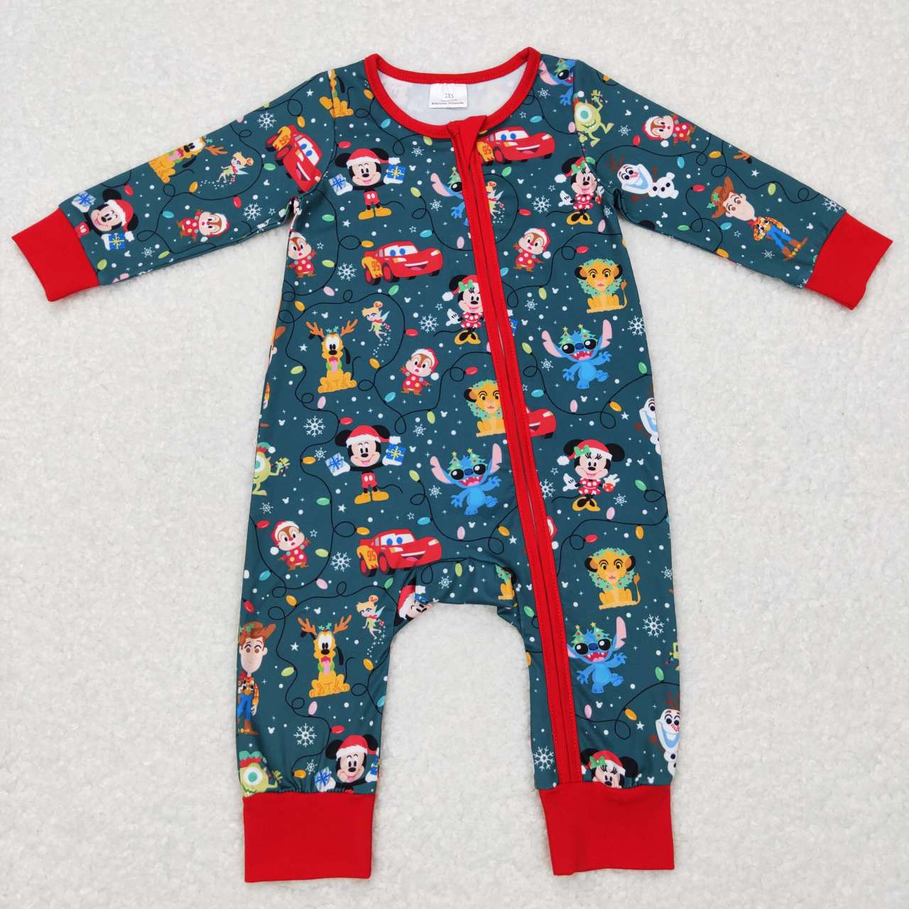 RTS NO MOQ（In Stock ) LR0782 Snowman Zipper Long Sleeve Jumpsuit