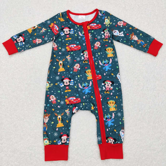 RTS NO MOQ（In Stock ) LR0782 Snowman Zipper Long Sleeve Jumpsuit