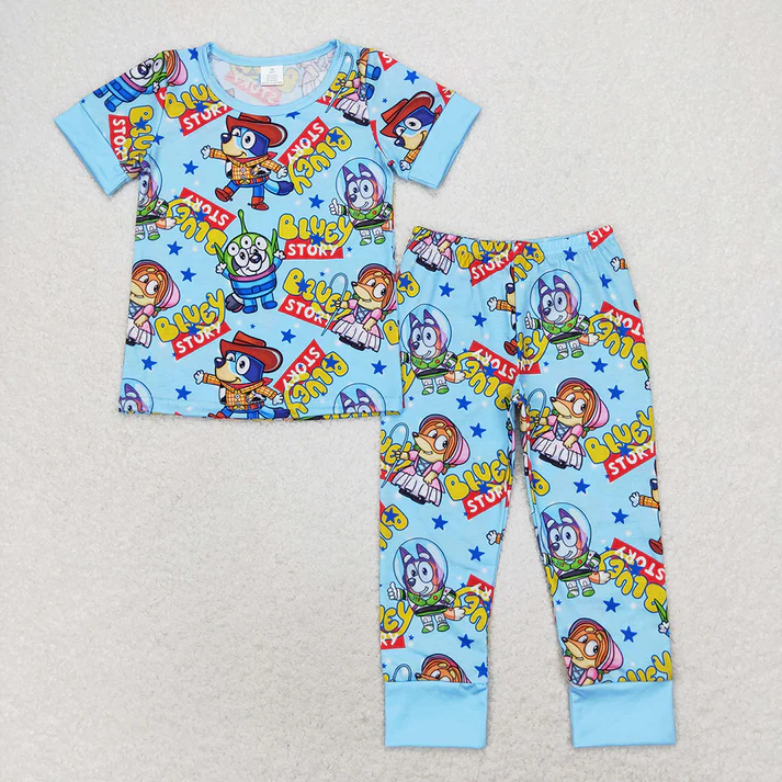 RTS NO MOQ  Baby Boys Dogs Sibling Summer Girls Dresses Clothes Sets