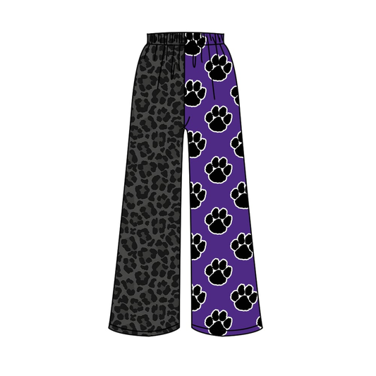 custom moq 5 mix size MNAYSR0101 Adult And Kids Purple Leopard Patchwork Casual Outfit Pants