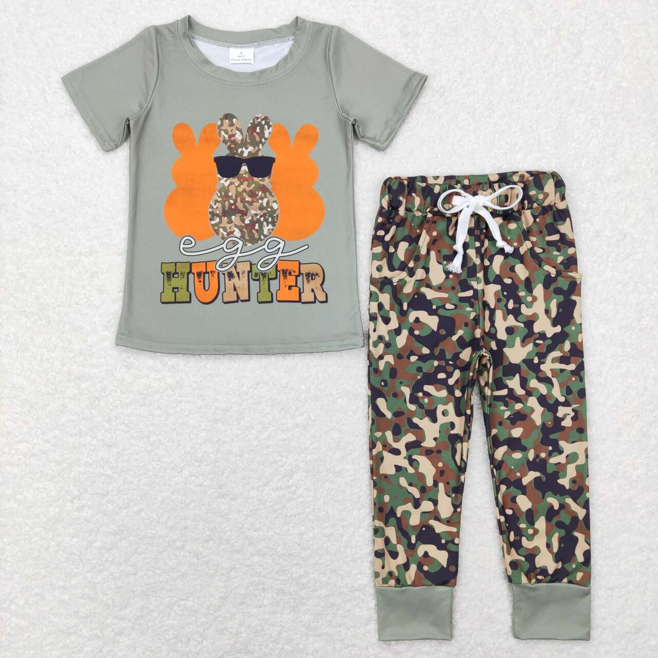 RTS NO MOQ（In Stock) BSPO0220 hunter rabbit camouflage army green short-sleeved trousers suit