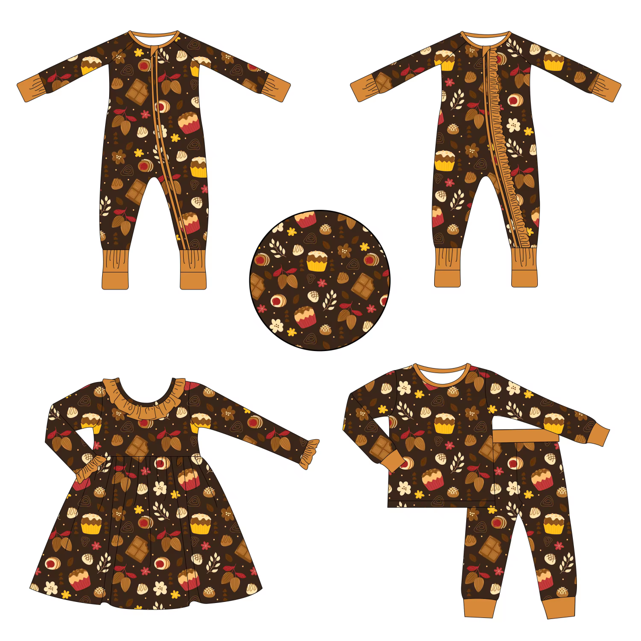 Custom moq 3 each mix size eta 6-8weeks  Brown Leaves Cake Mix Kit