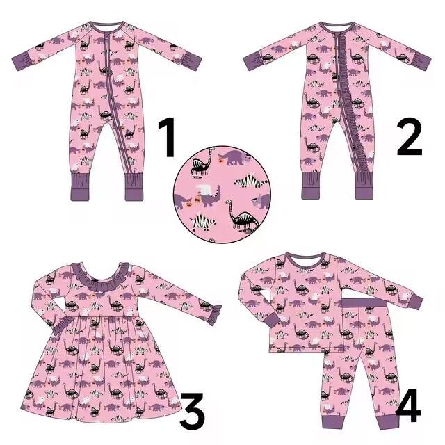 Custom moq 3 each mix size eta 6-8weeks  Pink and purple dinosaur mixed set