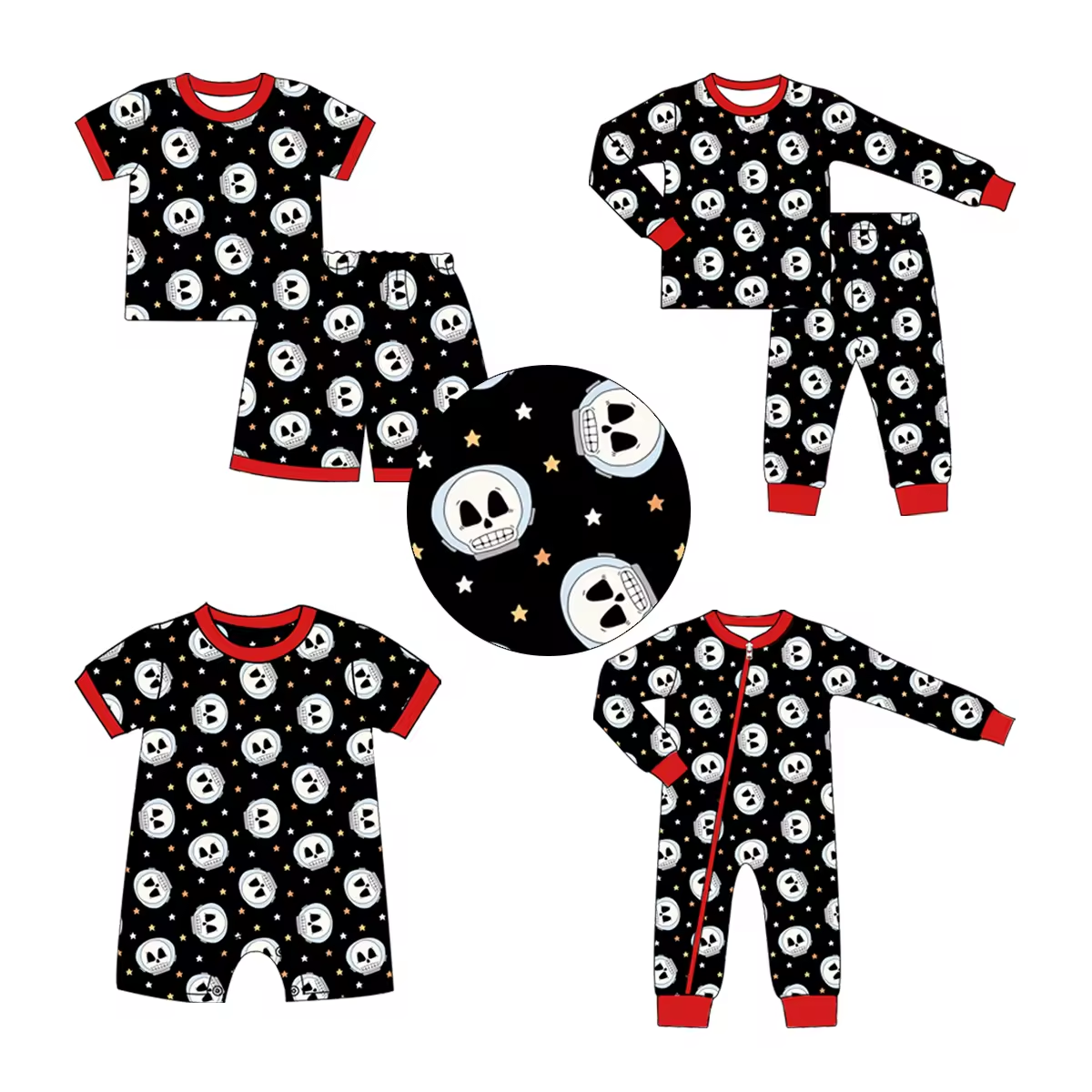 Custom moq 3 each mix size eta 6-8weeks  Skull Star Black Mix Set