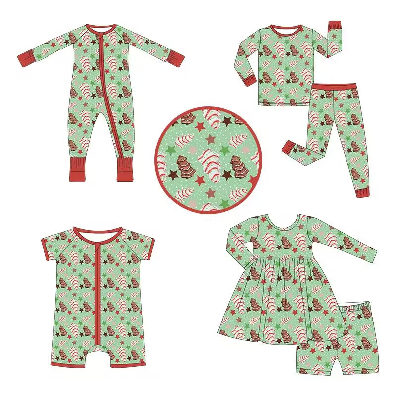 Custom moq 3 each mix size eta 6-8weeks  Wood Stripe Christmas Tree Grass Green Mixed Set
