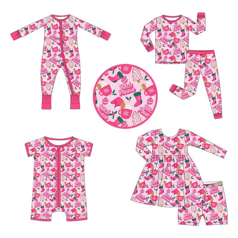 Custom moq 3 each mix size eta 6-8weeks  Rose pink Christmas hat socks letter mixed set
