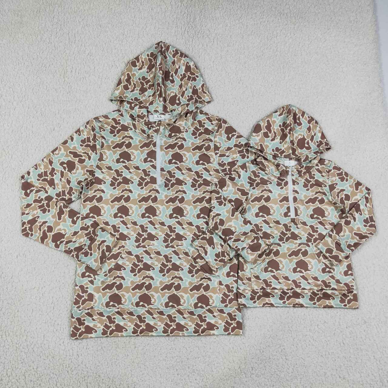 NEW RTS NO MOQ milk silk BT1850 Baby Boys Camo Long Sleeve Zip Front Hoodie With Pockets