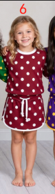 custom moq 5 mix size CAMOSW0101 Baby Girls Polka Dot Long Sleeve Top Drawstring Waist Skort Contrast Binding Casual Daily Playwear Set