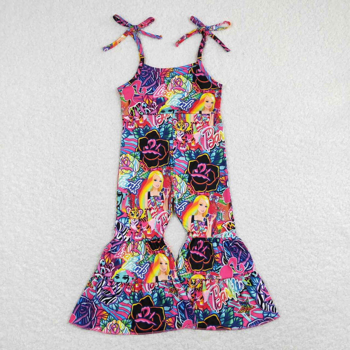 SR0886 Cute Clothes letter flower magenta suspender jumpsuit