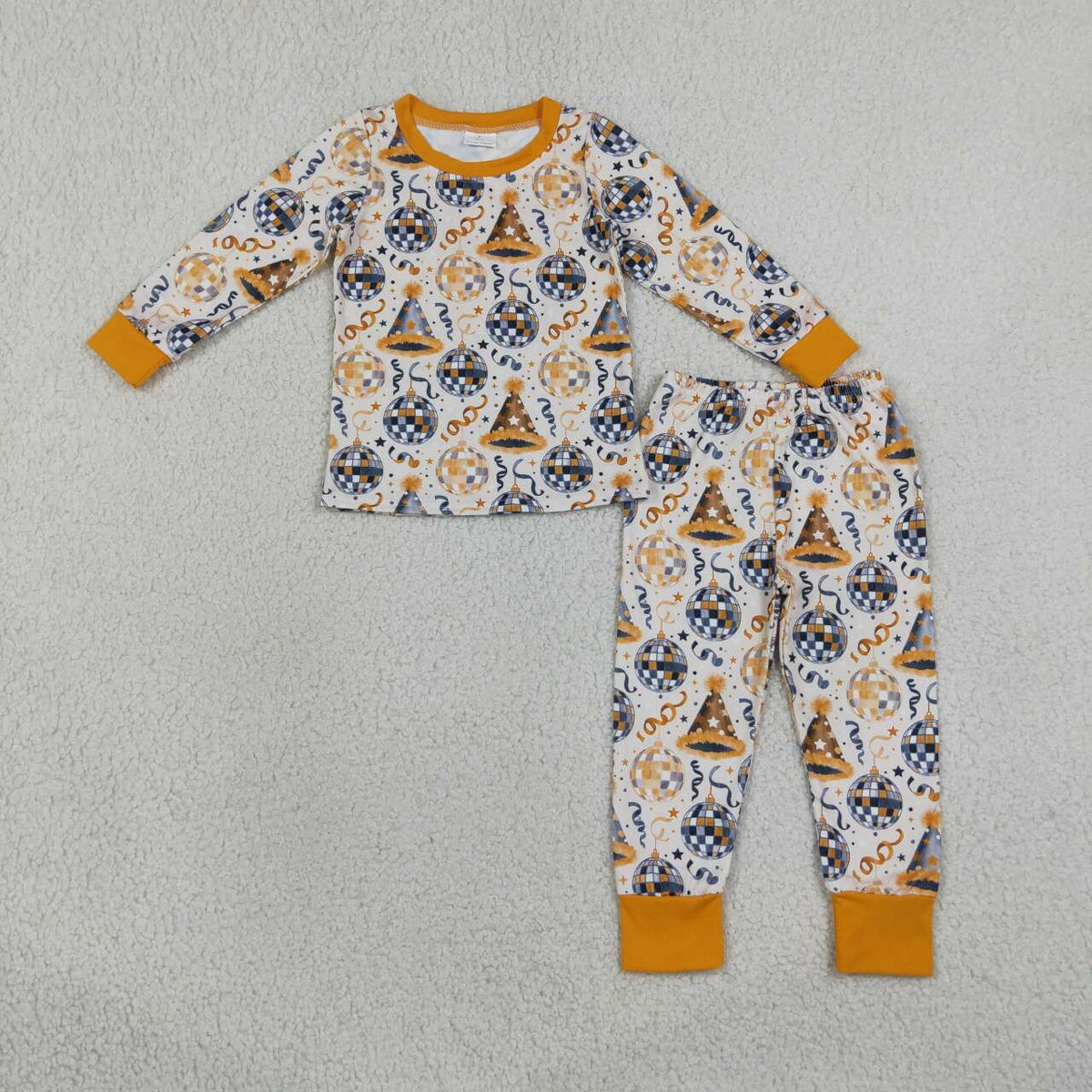 NEW RTS NO MOQ milk silk BLP1534 Baby Boys Stars Lights Top Pant Happy New Year Pajamas Sets Holiday Outfit