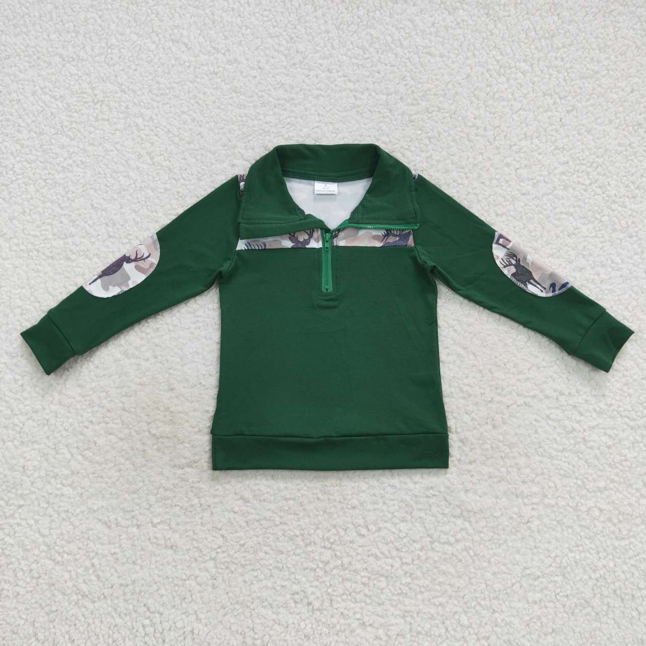 RTS NO MOQ（In Stock) Boys Camo Fawn Green Long Sleeve Top