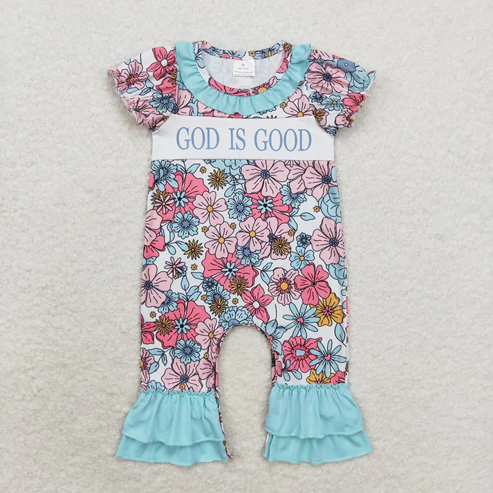 RTS NO MOQ Girls God Is Good Sibling Rompers Clothes Outfits Sets