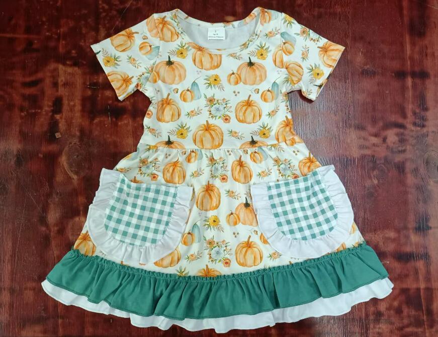 Custom moq 3 eta 6-7weeks Pumpkin Pocket-Lace Hem Maxi Dress