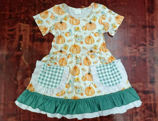 Custom moq 3 eta 6-7weeks Pumpkin Pocket-Lace Hem Maxi Dress