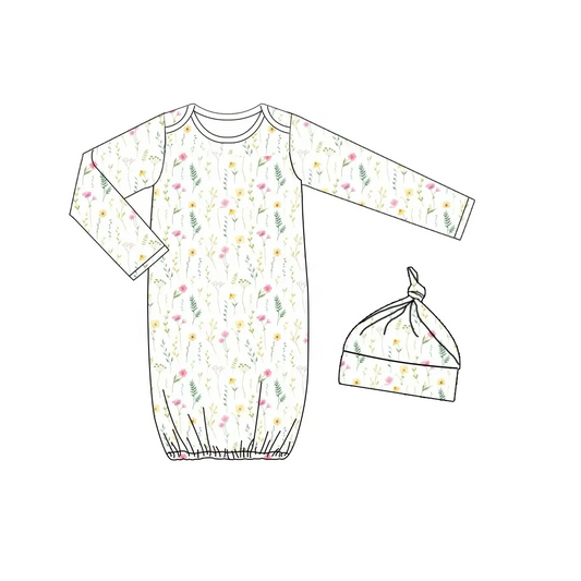 Custom MOQ 3 ETA 6-8WEEKS  Beige floral baby bathrobe