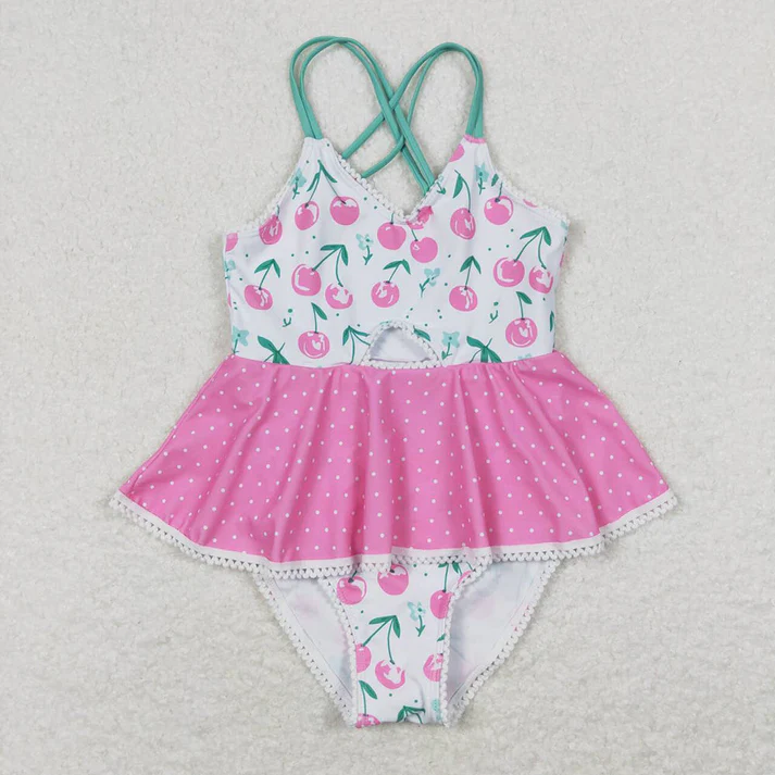 RTS NO MOQ Baby Girls Summer Ruffle One Piece Sibling Sister Swimsuits