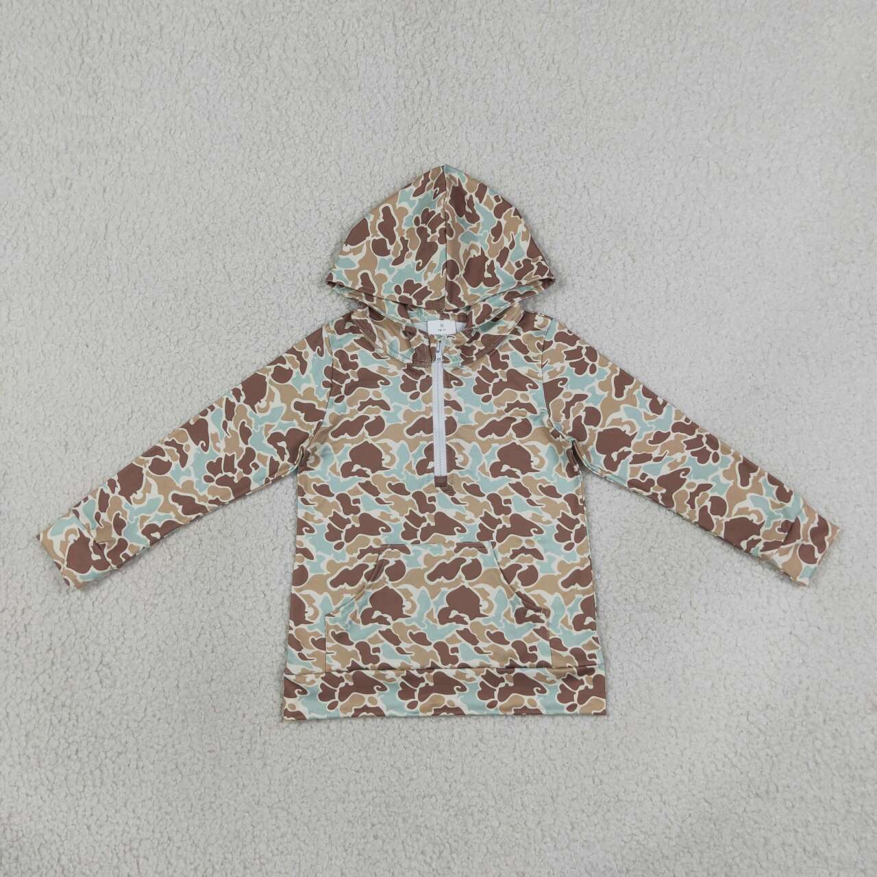 NEW RTS NO MOQ milk silk BT1850 Baby Boys Camo Long Sleeve Zip Front Hoodie With Pockets