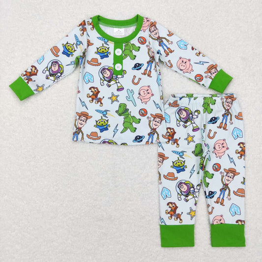 Cute Clothes  BLP0411 Baby Kids Green Top Pants Pajamas Clothes Sets