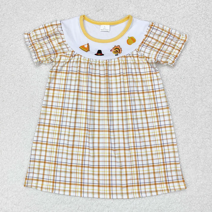 RTS NO MOQ Embroidered Thanksgiving Turkey Sibling Boys Rompers Outfits Sets Embroidered Thanksgiving Turkey