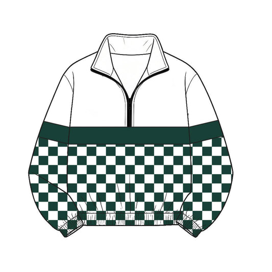 Custom moq 5 mix size milk silk summer teams Daddy and Me Green Long Sleeve Team Zipper Pullover Tops