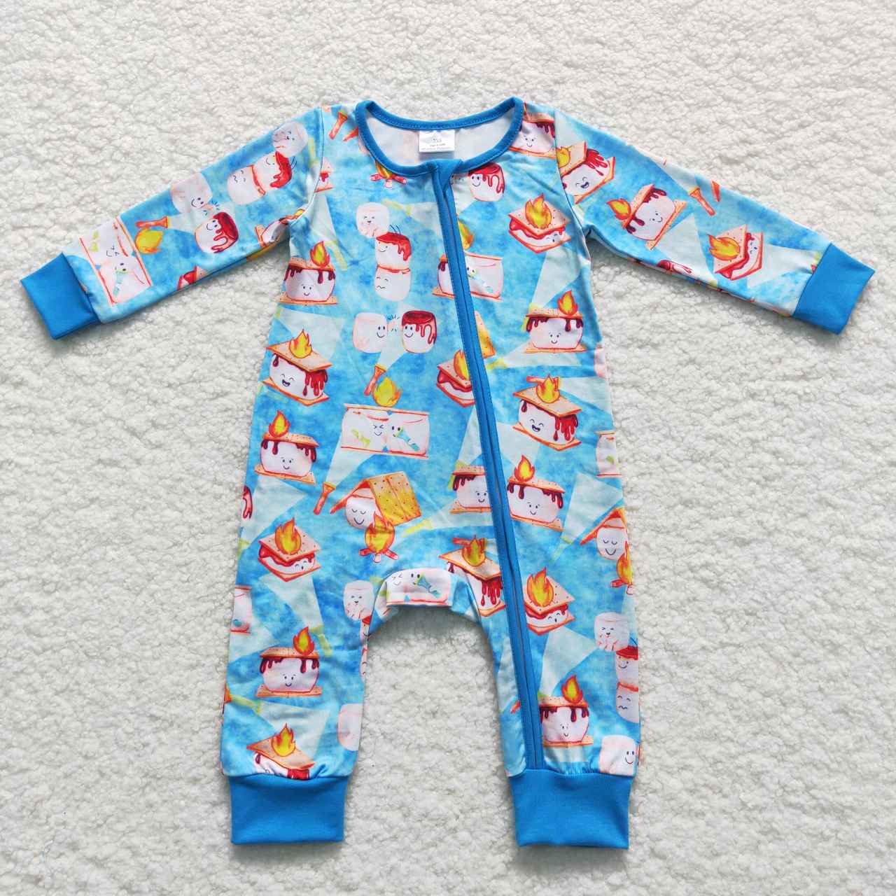 RTS NO MOQ（In Stock) Flashlight Torch Cup Blue Zipper Long Sleeve Jumpsuit
