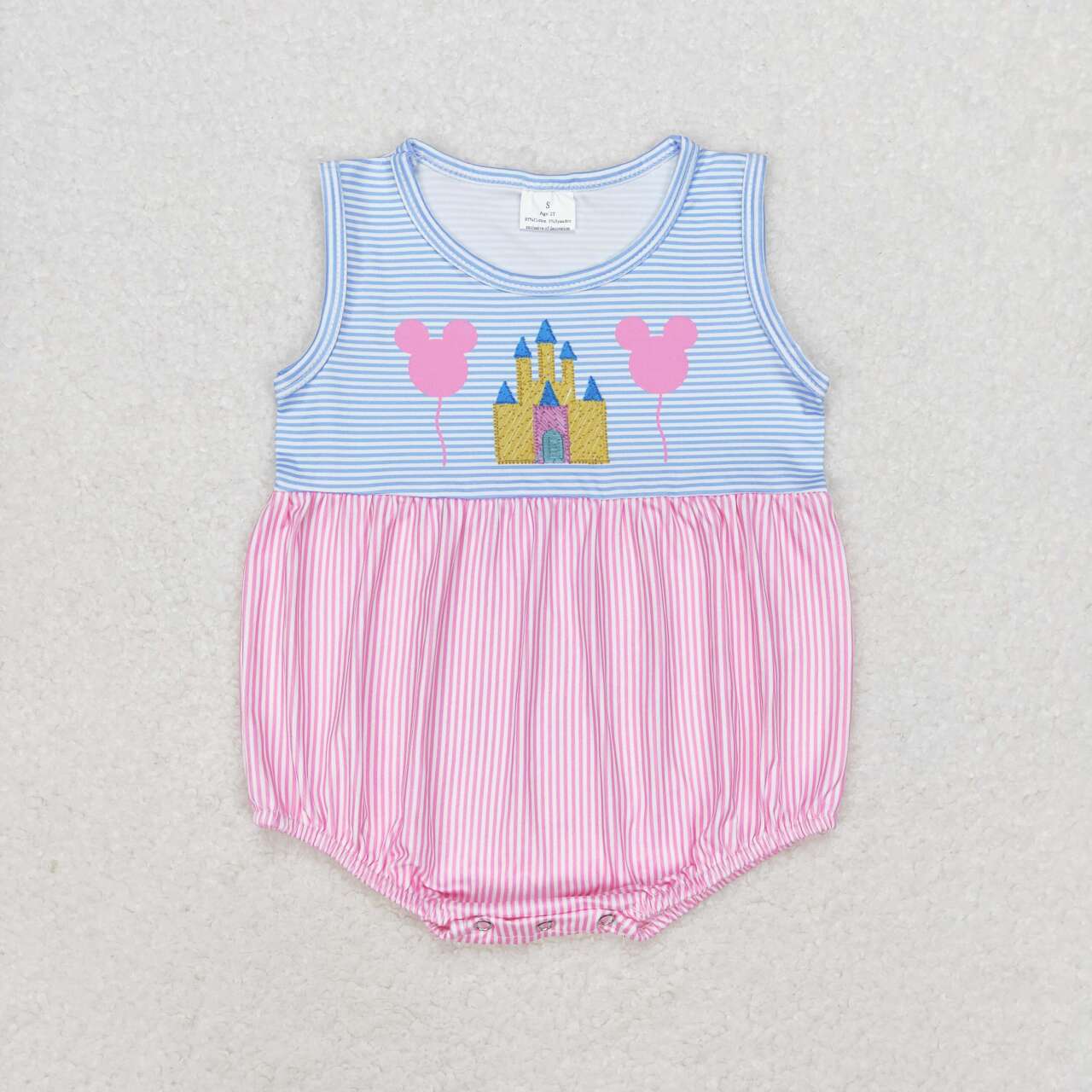 RTS NO MOQ（In Stock) Dream Balloon Dream Pink and Blue Striped Sleeveless Bodysuit