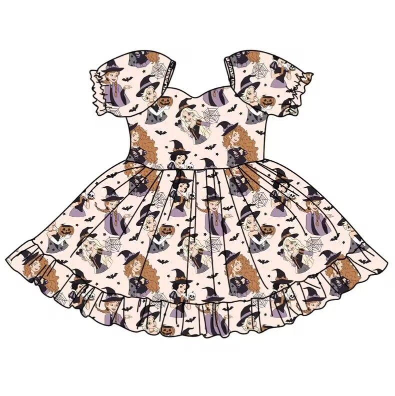 custom moq 5 eta 6-7weeks shorts Sleeve Halloween Witch shorts  Sleeve Dress