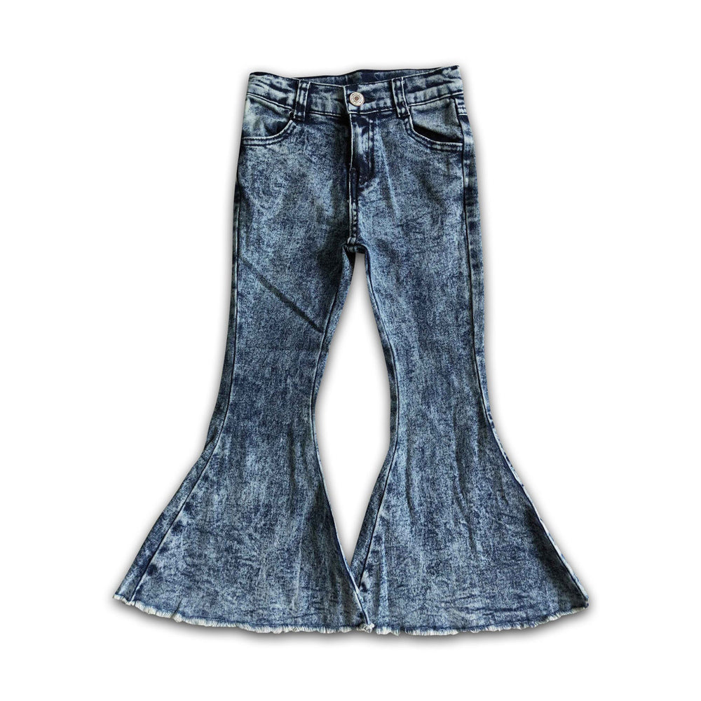 RTS NO MOQ Sibling Denim Baby Girls Denim Bell Bottom Flare Jeans