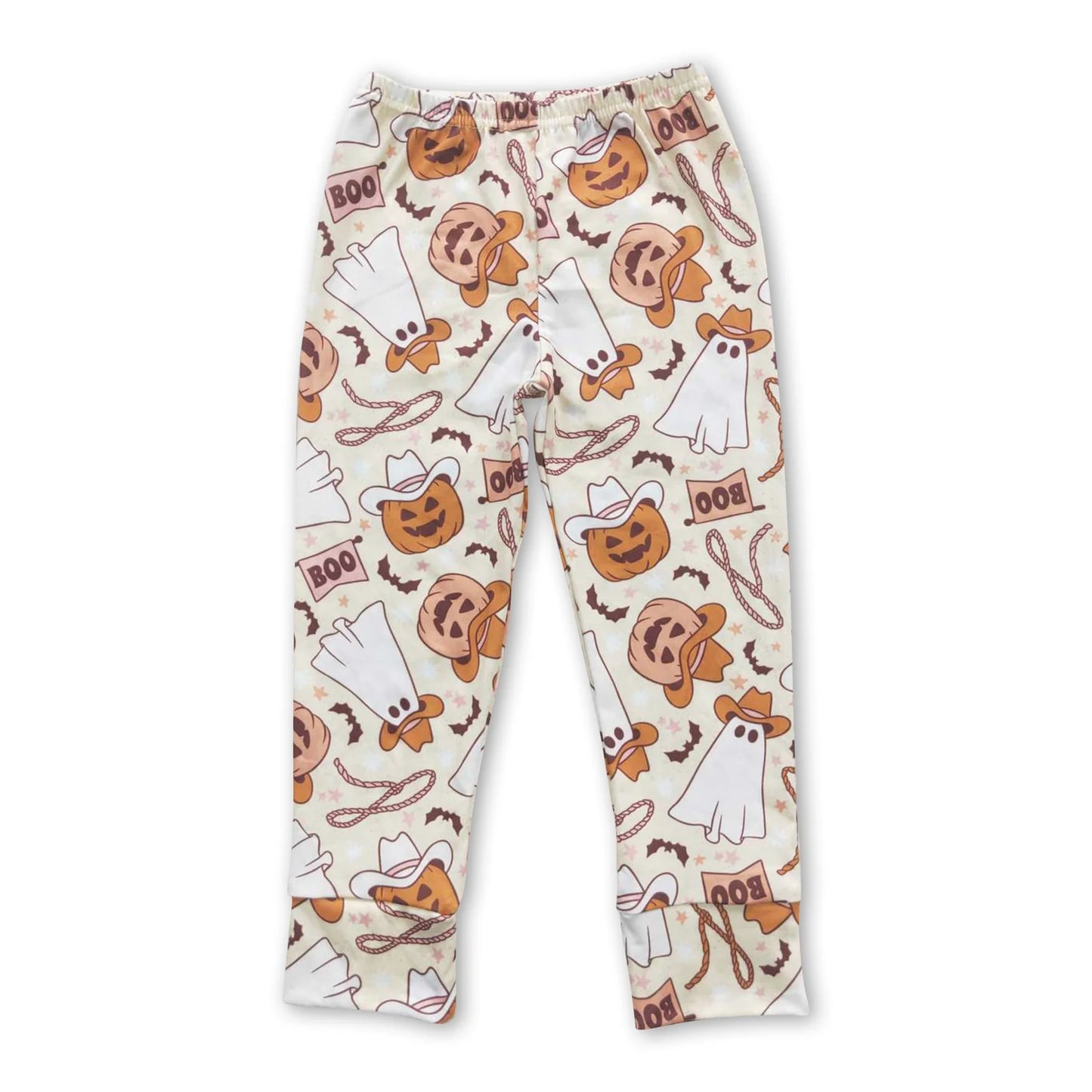 RTS NO MOQ Sibling milk silk Baby Boys Fall Pumpkin Print Elastic Waist Casual Bottom Pants