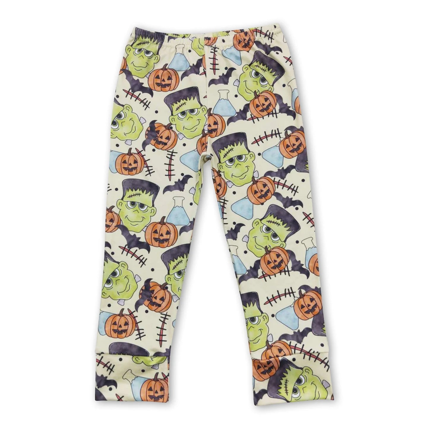 RTS NO MOQ Sibling milk silk Baby Boys Fall Pumpkin Print Elastic Waist Casual Bottom Pants