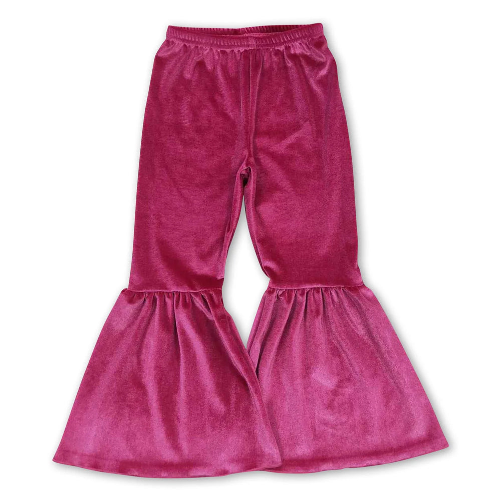 RTS NO MOQ Sibling baby girls clothes Solid color cotton velvet flared pants（副本）