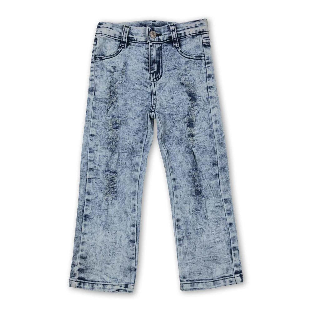 RTS NO MOQ Sibling Denim Baby Kids Denim Bell Bottoms Button Fly Flared Pants