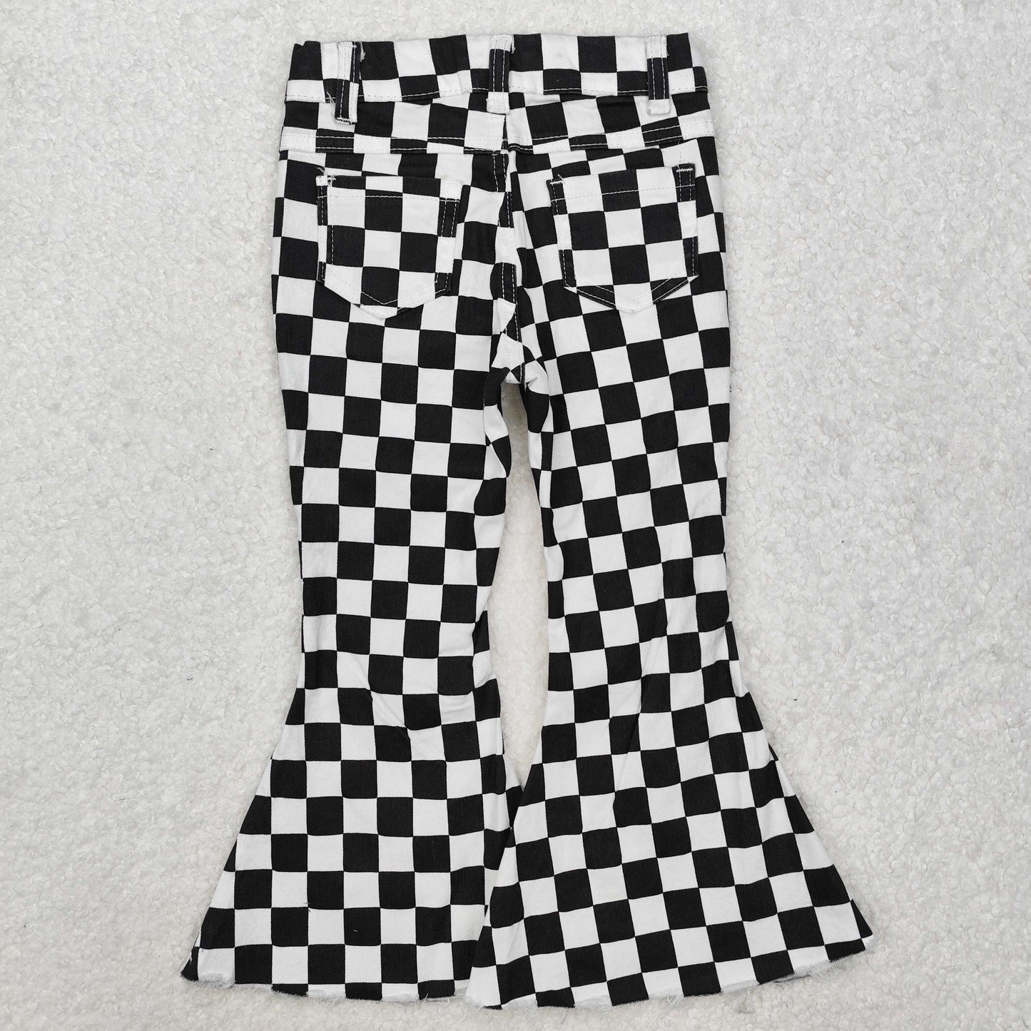 RTS NO MOQ ETA 5/7days Arrived P0349 Black and white plaid denim trousers