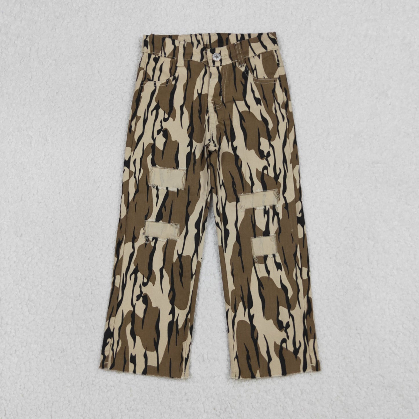 RTS NO MOQ P0373 Baby Boys Olive Camouflage Print Denim Pants Baby Boys Jeans Casual Trousers