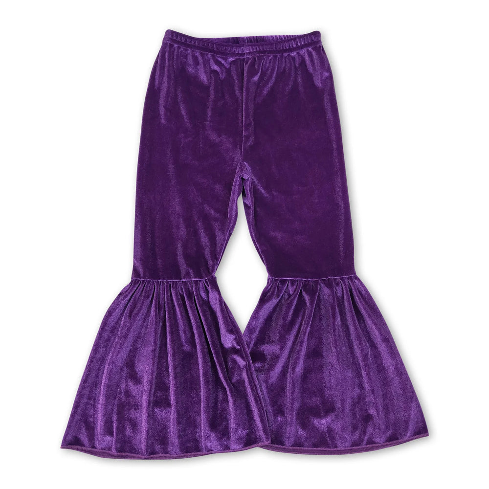 RTS NO MOQ Sibling baby girls clothes Solid color cotton velvet flared pants（副本）