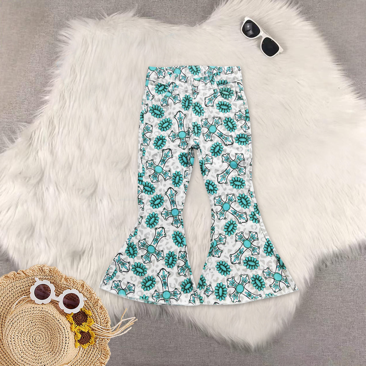 RTS NO MOQ Sibling Baby Girls clothes easter short sleeve pants Set and top and jeans pants