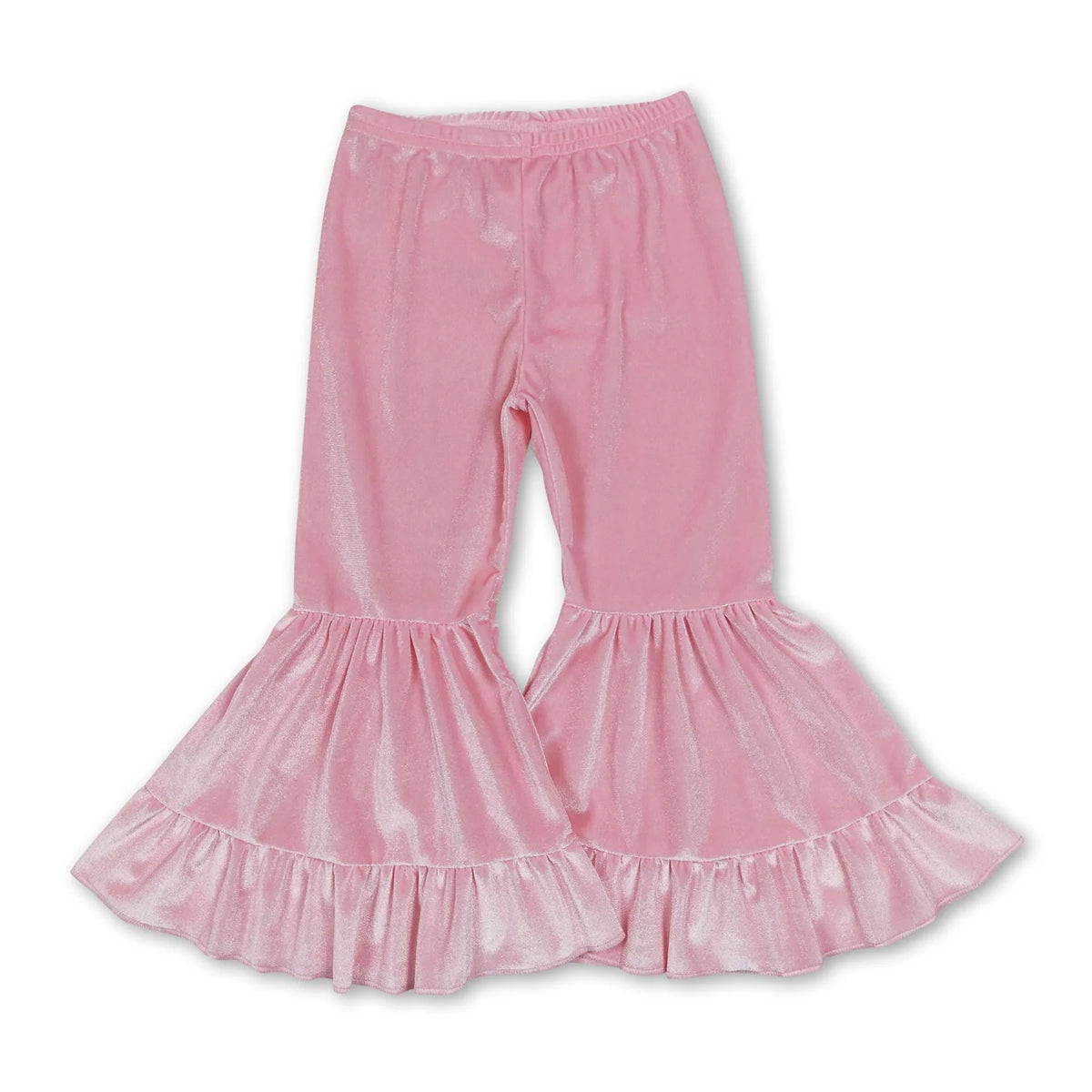 RTS NO MOQ Sibling baby girls clothes Solid color cotton velvet flared pants