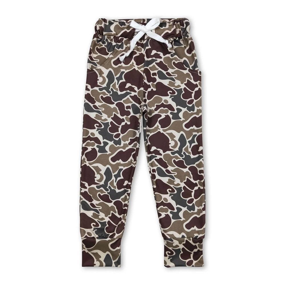 RTS NO MOQ Sibling milk silk Baby Boys Camo Jogger Pants Drawstring Waist Casual Trousers