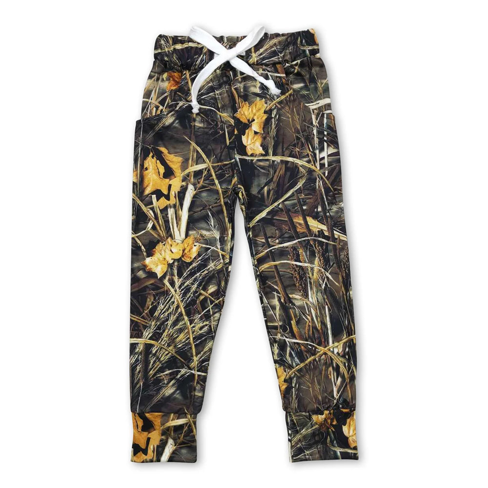 RTS NO MOQ Sibling milk silk Baby Boys Camo Jogger Pants Drawstring Waist Casual Trousers