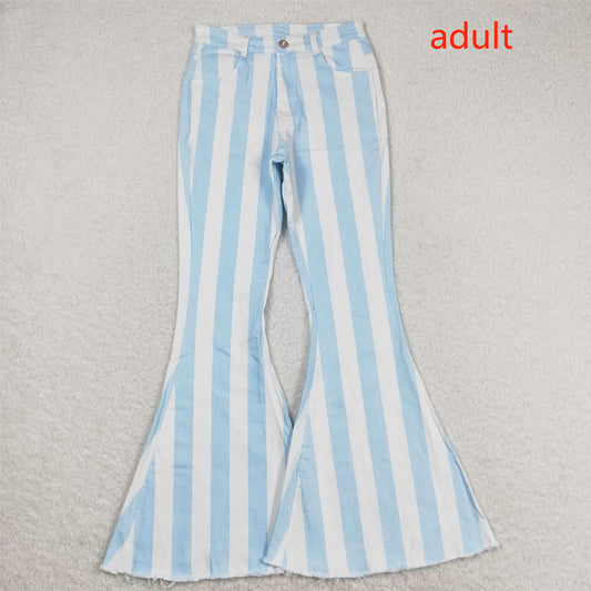 rts no moq P0458 Adult female blue and white striped denim pants