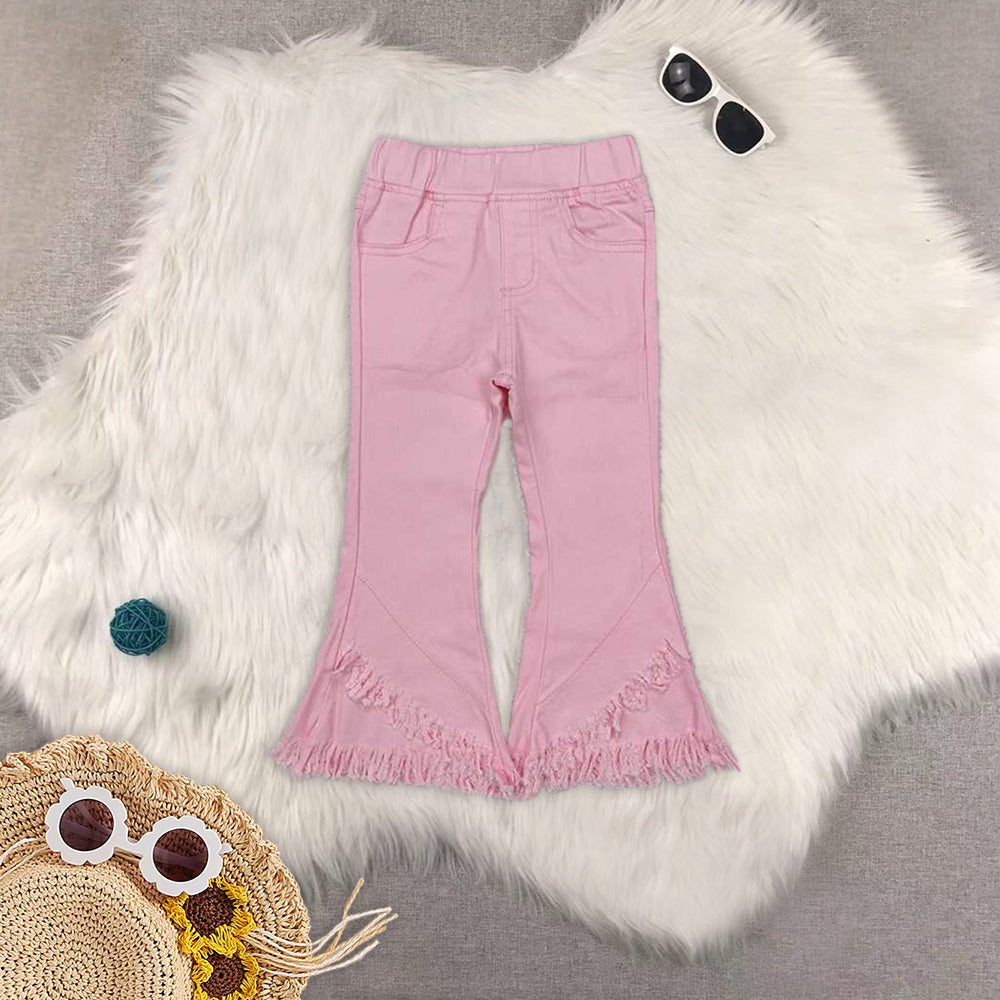 RTS NO MOQ Sibling Baby Girls clothes bow floral sleeveless pants Set and top and jeans pant