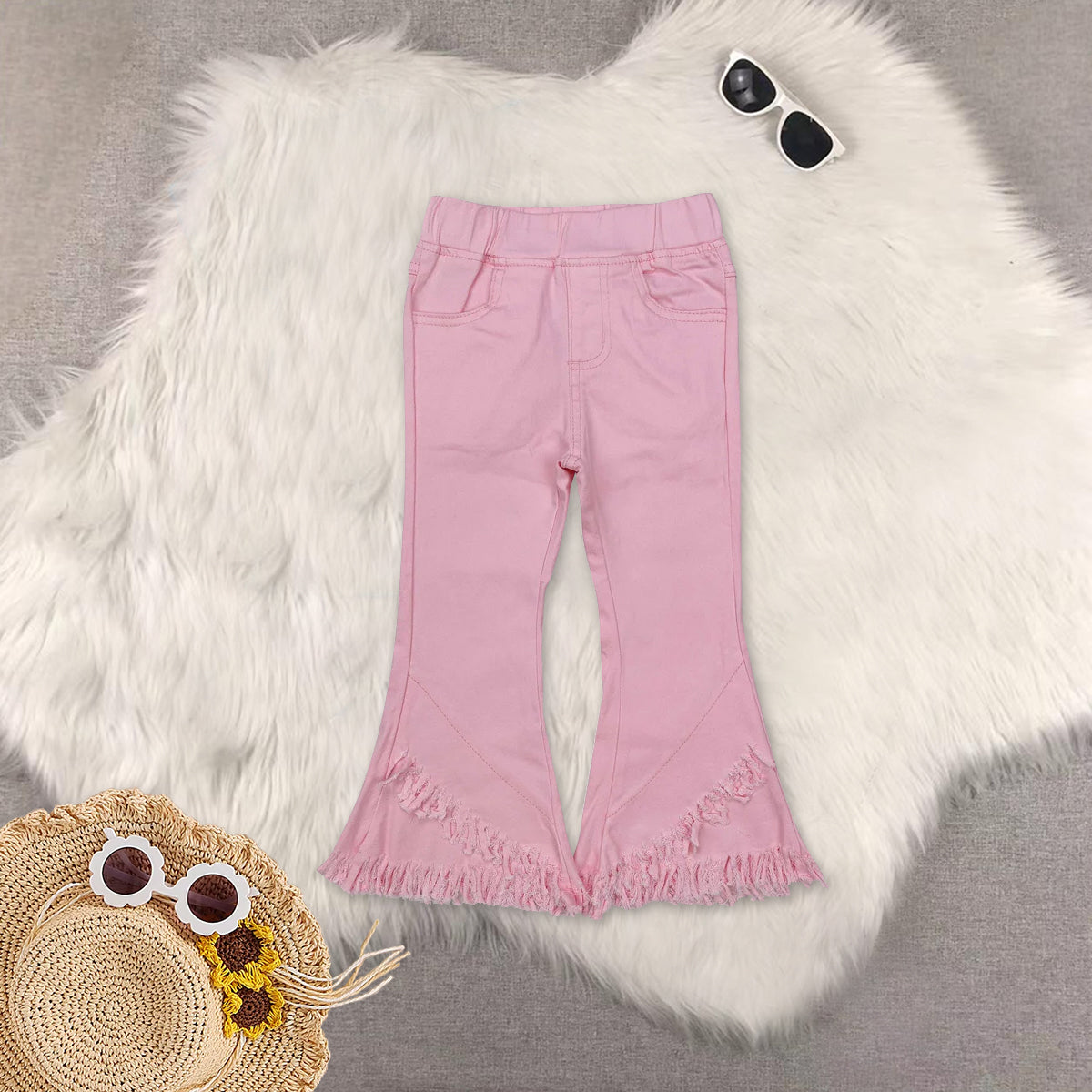 RTS NO MOQ Sibling Baby Girls clothes easter embroidery short sleeve pants Set and top and jeans pant
