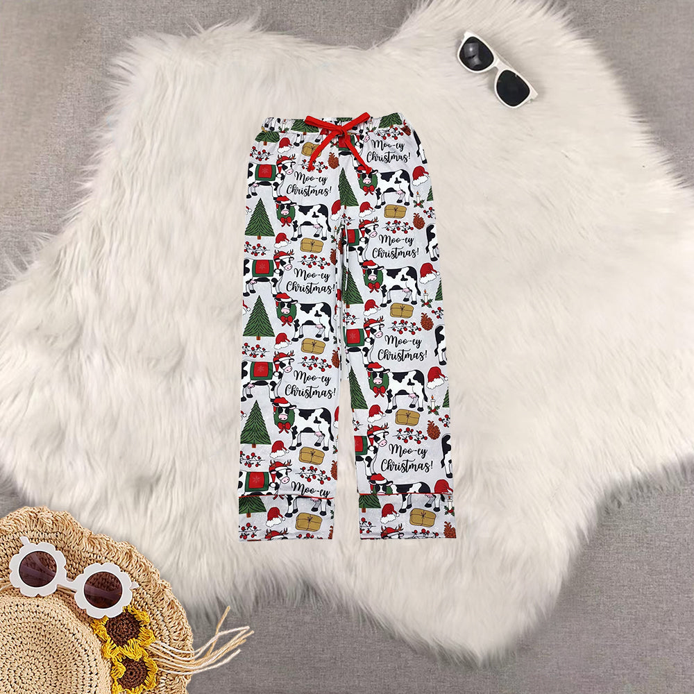 RTS NO MOQ Sibling baby girls baby boys clothes Christmas long-sleeved trousers suit & romper & dress & adult pants