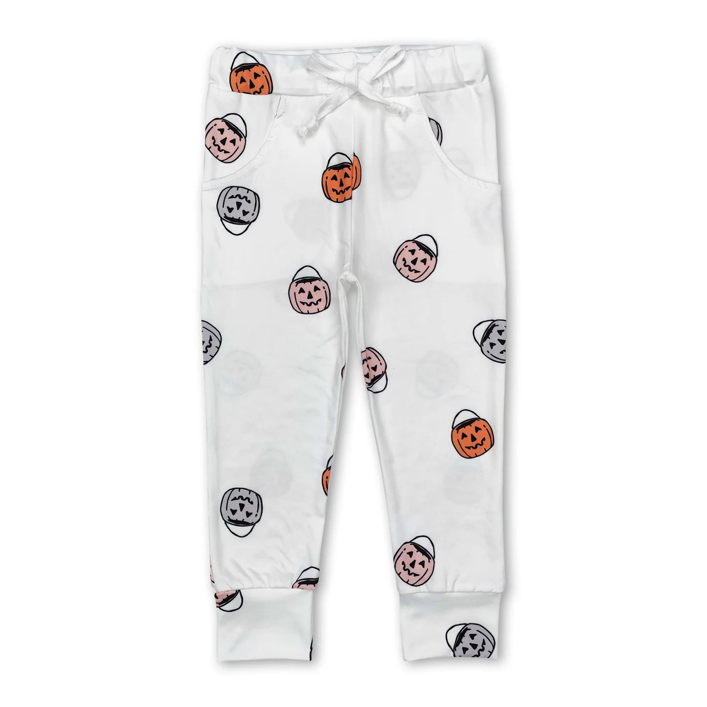 RTS NO MOQ Sibling milk silk Baby Boys Fall Pumpkin Print Elastic Waist Casual Bottom Pants